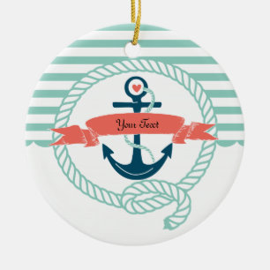 Anchors Nautical - 2 sided Ceramic Ornament