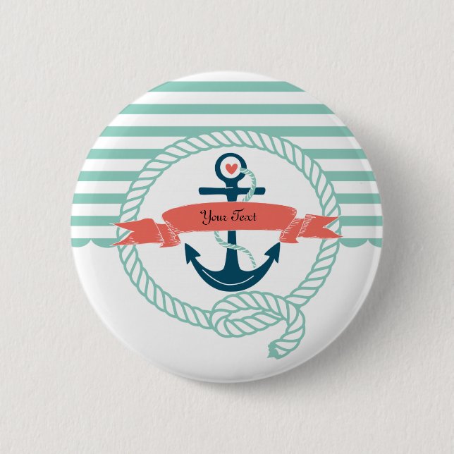 Anchors Nautical Pinback Button (Front)