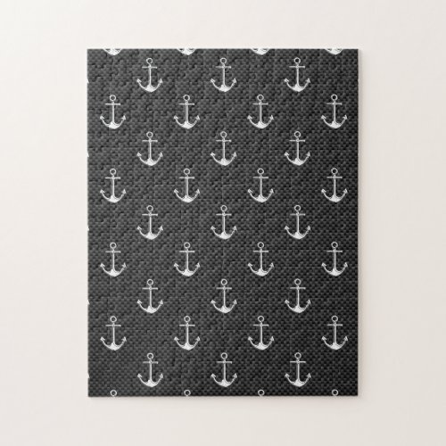 Anchors on Black Carbon Fiber Pattern Jigsaw Puzzle