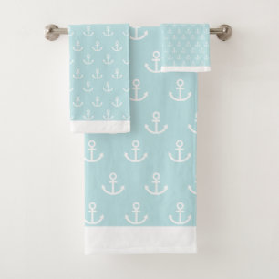 Anchors on Light Blue Bath Towel Set