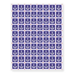 Anchors on Nautical Blue Temporary Tattoos