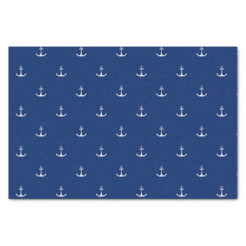 Anchors on Navy Blue Background Nautical Theme  Tissue Paper