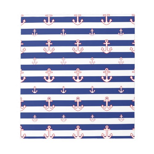 Anchors on Stripes Nautical Decor Notepad