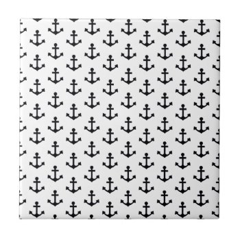 Anchors Pattern Nautical Black White Sailor Ceramic Tile by DifferentStudios at Zazzle