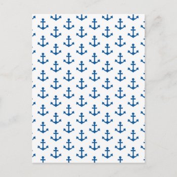 Anchors Pattern Nautical Royal Blue White Sailor Postcard by DifferentStudios at Zazzle