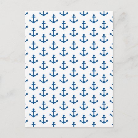 Anchors Pattern Nautical Royal Blue White Sailor Postcard