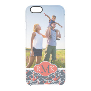 Anchors & Rope Pattern Your Photo & Monogram Clear iPhone 6/6S Case