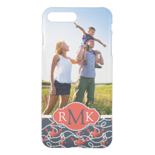 Anchors & Rope Pattern Your Photo & Monogram iPhone 8 Plus/7 Plus Case