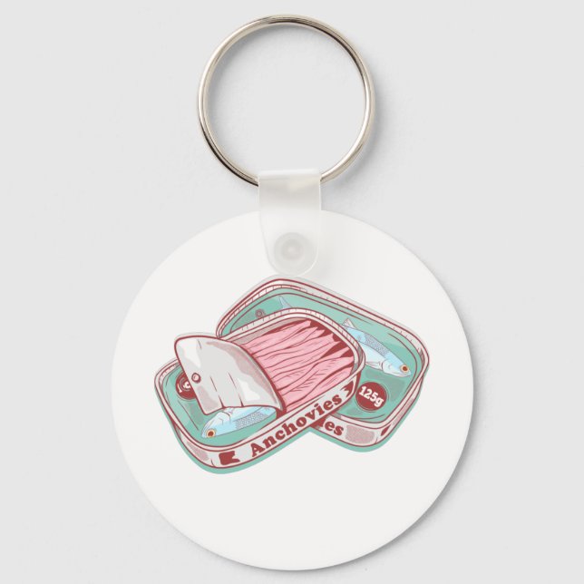 Anchovies in a tin can keychain (Front)