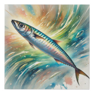 Anchovy in Serene Waters 200824AREF126 - Watercolo Faux Canvas Print