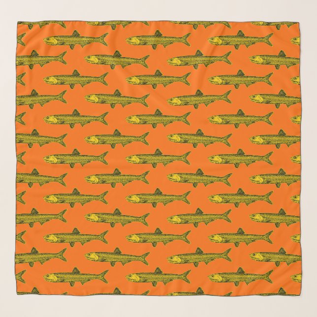 Anchovy Pattern - Amber Black and Orange Scarf (Front)