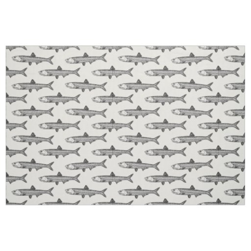 Anchovy Pattern - Black on White Fabric