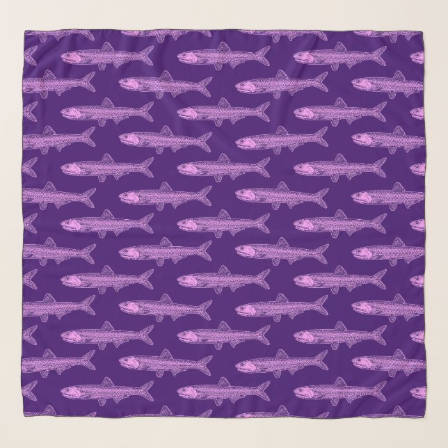 Anchovy Pattern - Light Violet and Deep Purple Scarf (Front)