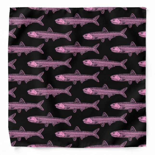 Anchovy Pattern - Pink and Black Bandana (Front)