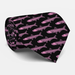 Anchovy Pattern - Pink and Black Neck Tie