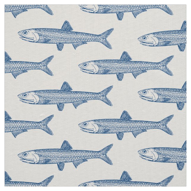 Anchovy Pattern - Shibori Blue on White Fabric (Swatch)