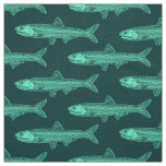 Anchovy Pattern - Turquoise and Dark Green Fabric