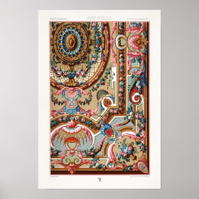 Ancient 18th Century pattern by Albert Racinet Poster (Front)