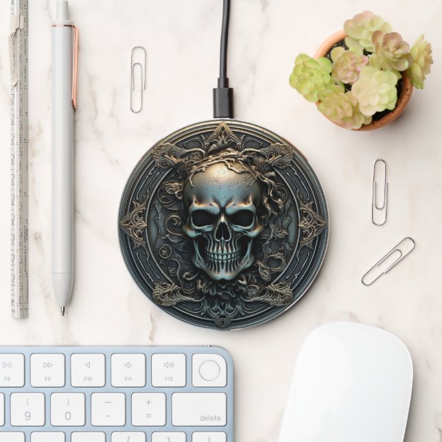 Ancient 3D Skull Coin Wireless Charger (Desk)