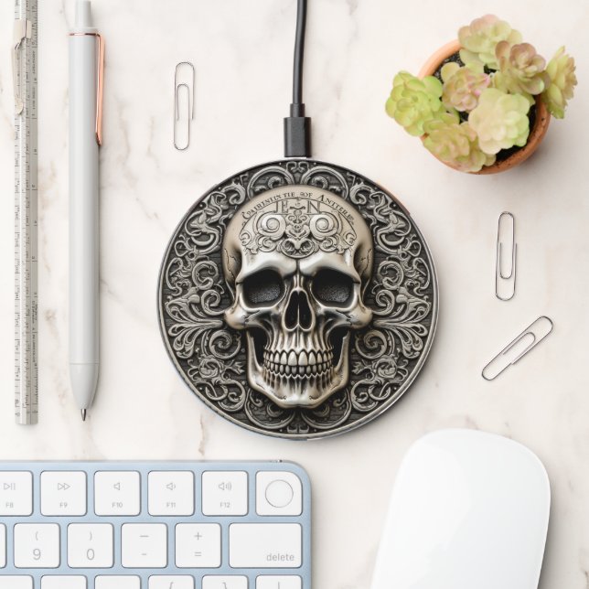 Ancient 3D Skull Coin Wireless Charger (Desk)