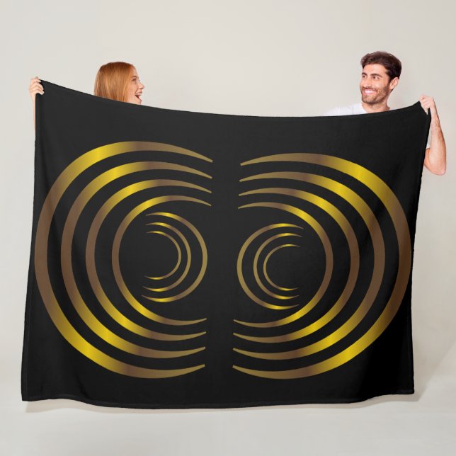 Ancient Alien Gold Crop Circles Fleece Blanket (In Situ)