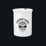 Ancient Alien Head Newsprint Beverage Pitcher<br><div class="desc">An ancient alien head in halftones. Original cartoon design.</div>