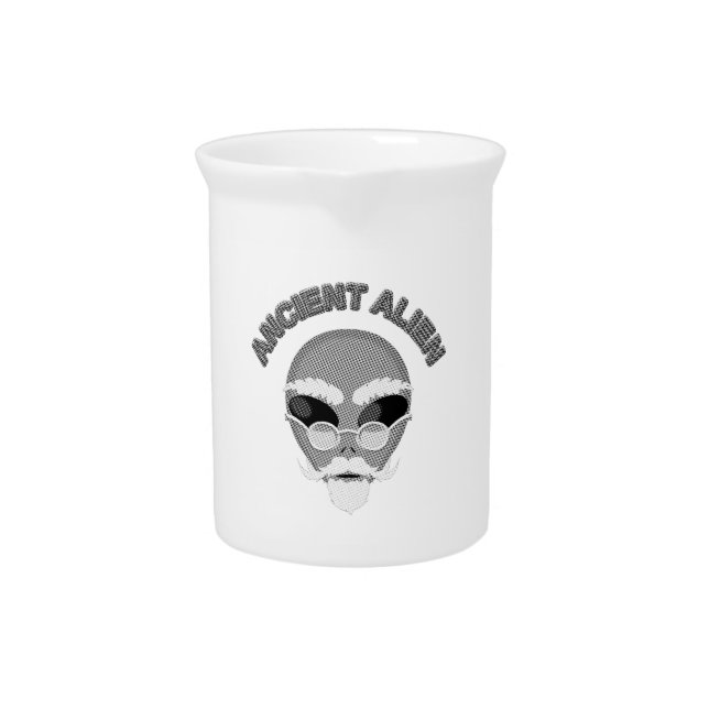 Ancient Alien Head Newsprint Beverage Pitcher (Front)
