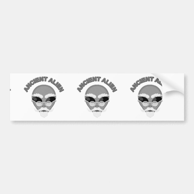 Ancient Alien Head Newsprint Bumper Sticker (Front)
