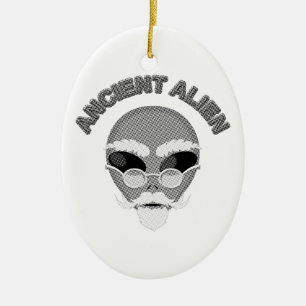 Ancient Alien Head Newsprint Ceramic Ornament