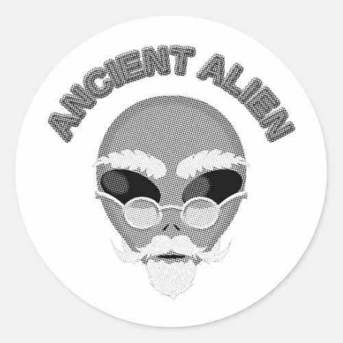 Ancient Alien Head Newsprint Classic Round Sticker