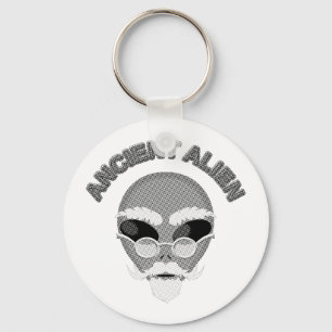 Ancient Alien Head Newsprint Keychain
