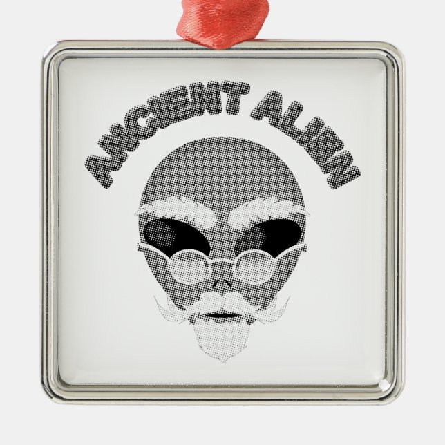 Ancient Alien Head Newsprint Metal Ornament (Front)