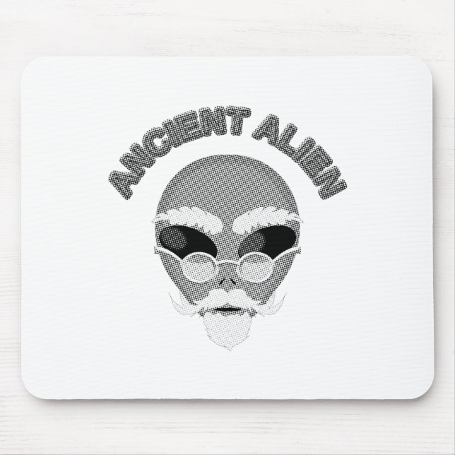 Ancient Alien Head Newsprint Mouse Pad (Front)