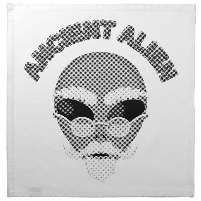 Ancient Alien Head Newsprint Napkin (Front)