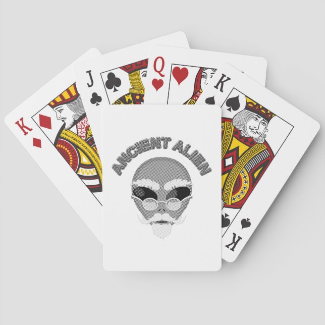 Ancient Alien Head Newsprint Poker Cards (Back)
