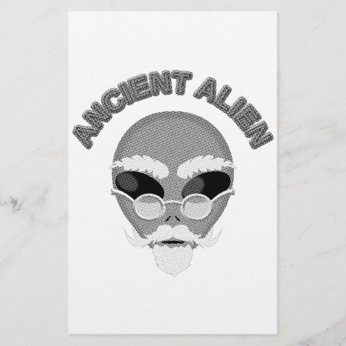 Ancient Alien Head Newsprint Stationery
