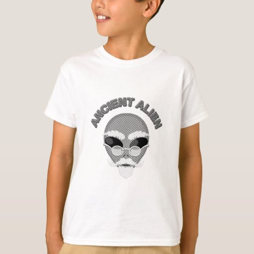 Ancient Alien Head Newsprint T_Shirt