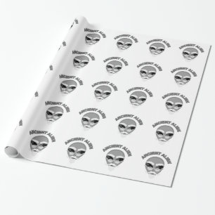 Ancient Alien Head Newsprint Wrapping Paper