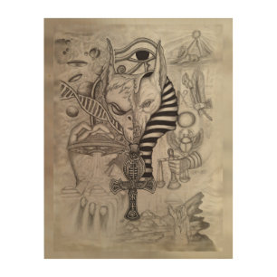 Ancient Aliens , Anubis Wood Wall Art