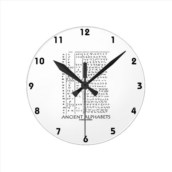 Ancient Alphabets Round Clock