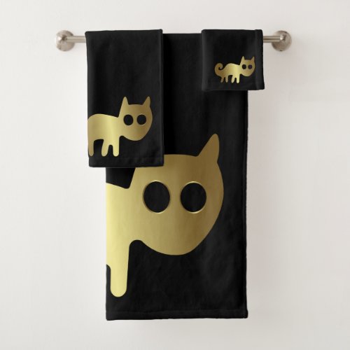 Ancient Animals Gold Cat Bath Towel Set