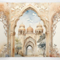 Ancient Arabian Palace Arch QR Code Muslim Wedding Tri-Fold Invitation ...