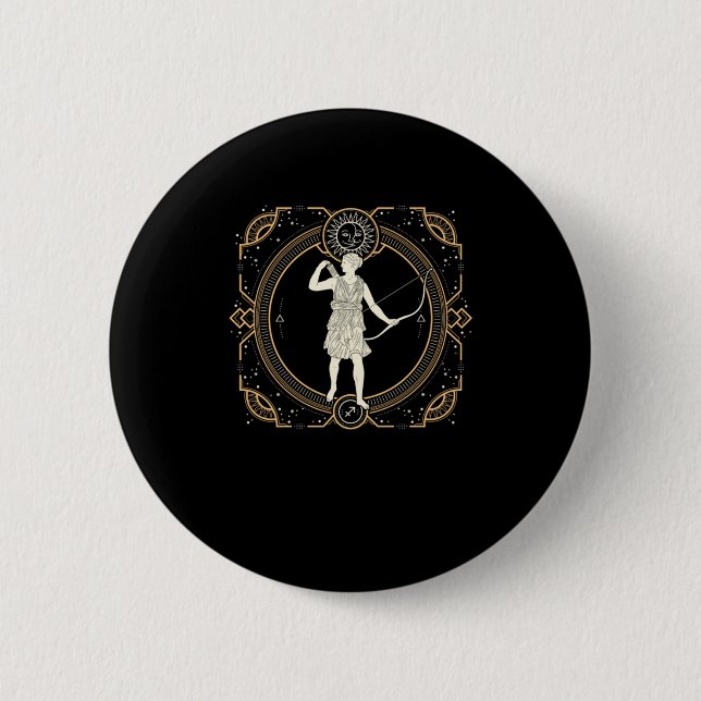 Ancient Archer Archery Bowman Bow Arrow Bow Gift Button (Front)
