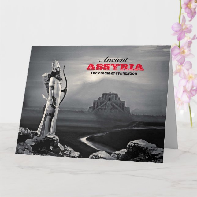 Ancient Assyria Folded Greeting Card (Orchid)