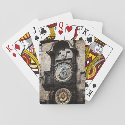 Ancient Astrology Timepiece Clock in Prague Czech Poker Cards