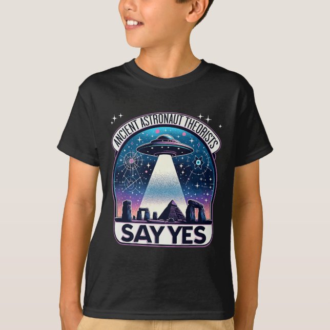 Ancient Astronaut Theorists Say Yes Aliens Premium T-Shirt (Front)