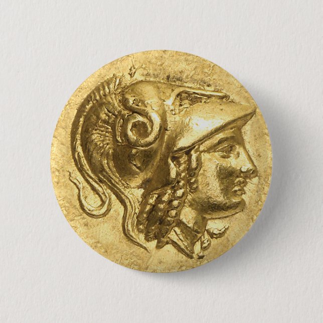 Ancient Athena Coin Button (Front)