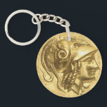 Ancient Athena Coin Keychain<br><div class="desc">Round double-sided acrylic keychain with an image of an ancient gold Athena coin. The back has an image of the obverse of the coin. See matching large round premium metal keychain. See the entire Toga Keychain collection in the PARTY FAVORS section.</div>
