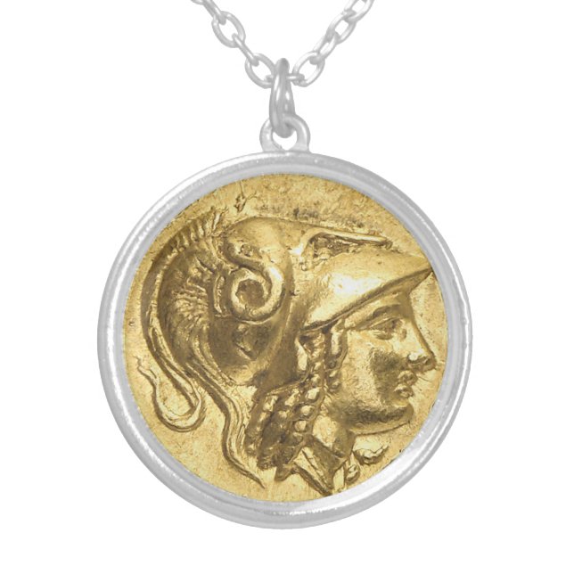 Ancient Athena Coin Silver Plated Necklace (Front)