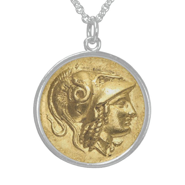 Ancient Athena Coin Sterling Silver Necklace (Front)